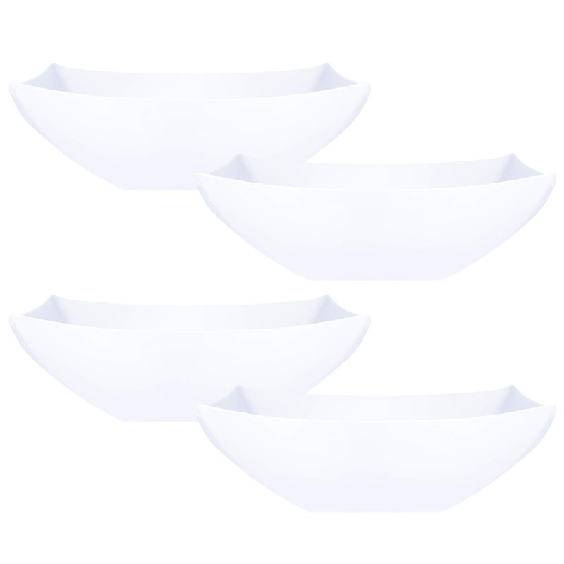 PLASTICPRO Disposable 32 ounce Square Serving Bowls, Party Snack or Salad Bowl, Medium Plastic Elegant White Pack of 4 - Image 1
